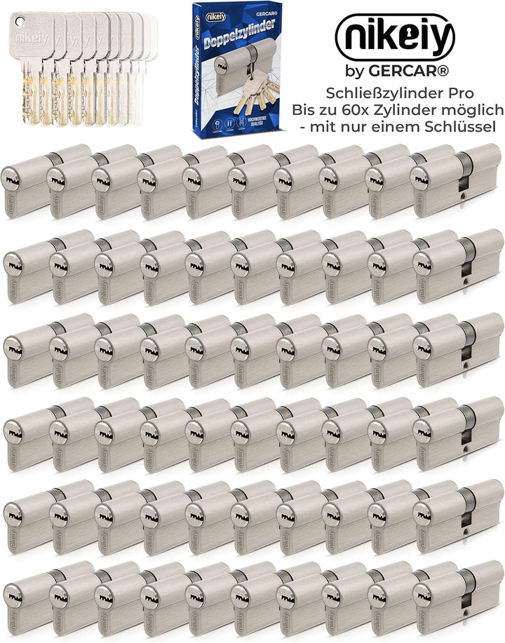 GERCAR Pro 10x Schliesszylinder 30/30 gleichschliessend Set 10 Profilzylinder inkl. 50 Schlüssel - 6
