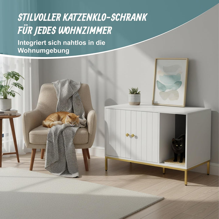 Relaxdays Katzenschrank für Katzentoilette, mit Katzenklomatte, mit Eingang, HBT: 55x80x50 cm, Katze