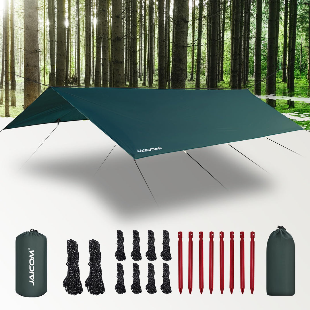 JAICOM Tarp Wasserdicht - 3x3M/4M/5M Camping Zeltplane, Ultraleicht und Tragbar, UV-Schutz &amp; Schnee