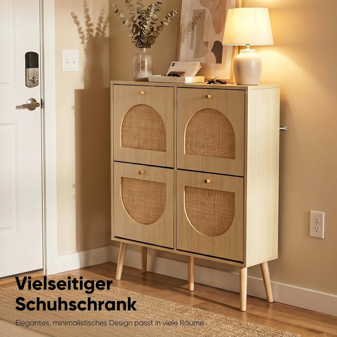 HOKEEPER Schuhschrank Schmal, Schuhregal mit 4 Klappen, Schuhkipper mit Verstellbar, Schuhaufbewahru