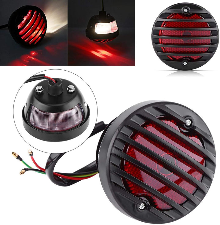 Bremslicht für Motorrad, rund, schwarz, für Bobber Chopper ATV Roller