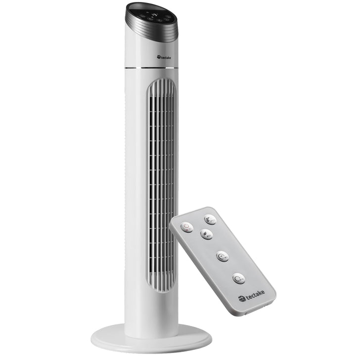 tectake 403922 Turmventilator mit Fernbedienung, 70 Grad Oszillation, 90 cm Höhe, leise, Säulenventi