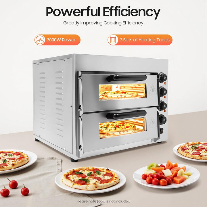 Pizzaofen 3000W 50-350℃ 2 Stock 40L Backofen Electric Oven Präzise Temperaturregelung zum Backen von