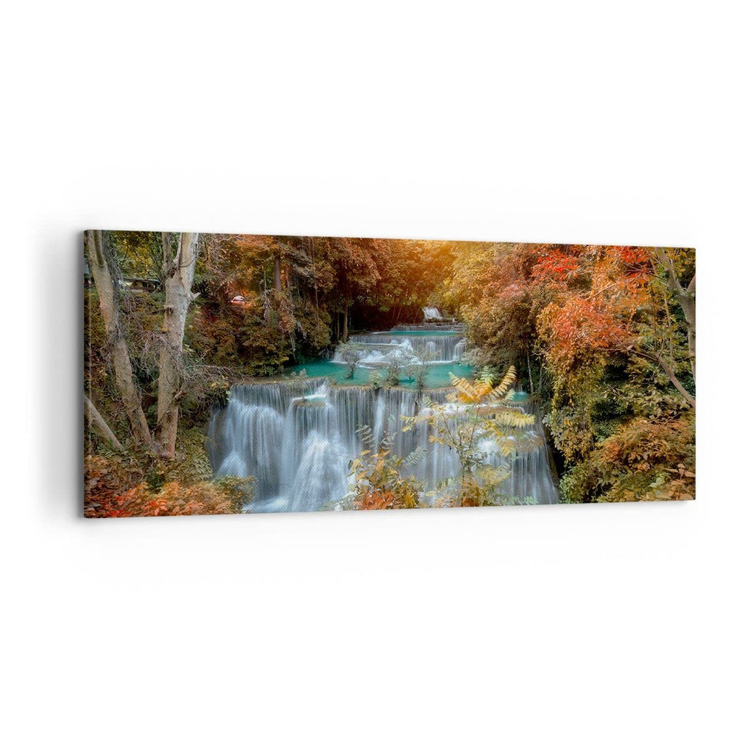 Wandbilder Dekoration Wohnzimmer Park Wasserfall Wasser Panorama Bilder auf Leinwand 120x50cm Leinwa