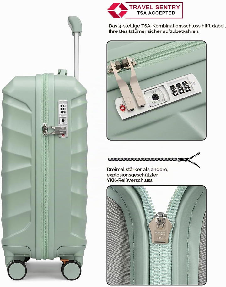 Sea choice Hartschalenkoffer Handgepäck 55x40x20cm Reisekoffer 100% ABS Trolley Kabine mit 1 Reiseta
